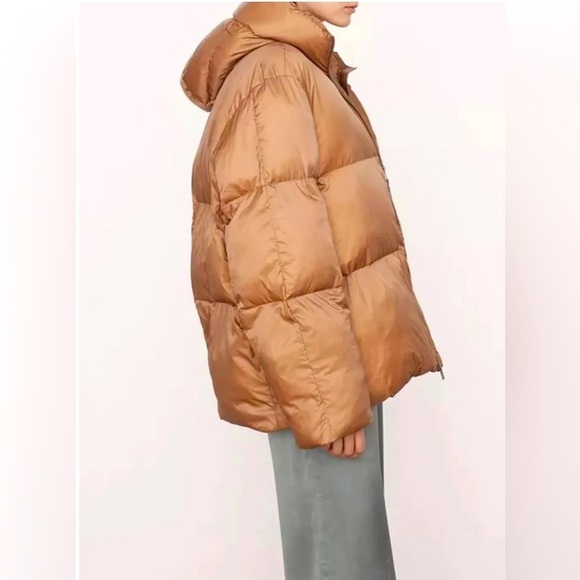 NEW! VINCE Hooded Puffer Jacket Mocha Women SZ Large - Picture 4 of 15